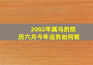 2002年属马的阴历六月今年运势如何呢