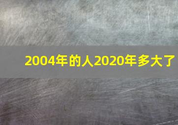 2004年的人2020年多大了