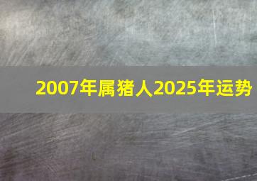 2007年属猪人2025年运势