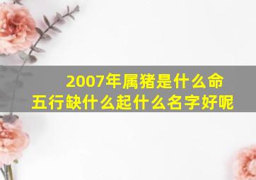 2007年属猪是什么命五行缺什么起什么名字好呢