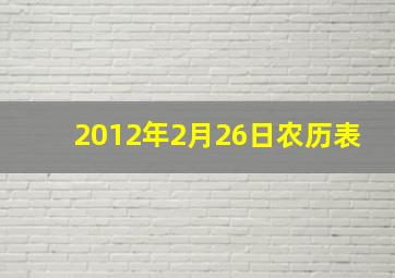 2012年2月26日农历表