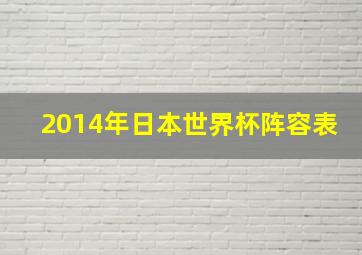 2014年日本世界杯阵容表