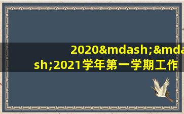 2020——2021学年第一学期工作总结