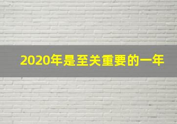 2020年是至关重要的一年