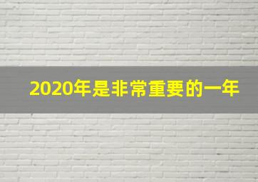 2020年是非常重要的一年