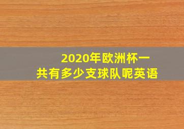 2020年欧洲杯一共有多少支球队呢英语