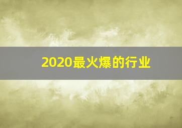 2020最火爆的行业