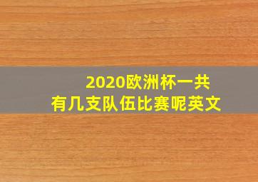 2020欧洲杯一共有几支队伍比赛呢英文