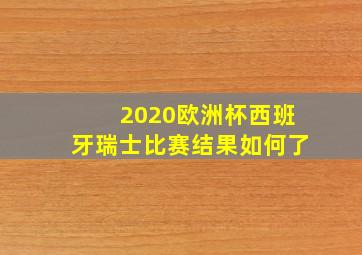 2020欧洲杯西班牙瑞士比赛结果如何了