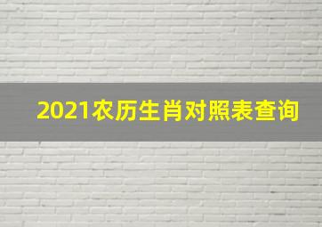 2021农历生肖对照表查询