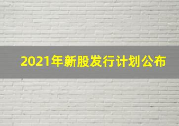 2021年新股发行计划公布