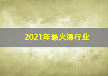 2021年最火爆行业