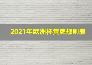 2021年欧洲杯黄牌规则表