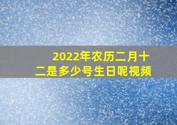 2022年农历二月十二是多少号生日呢视频