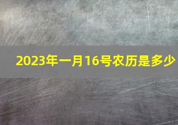 2023年一月16号农历是多少