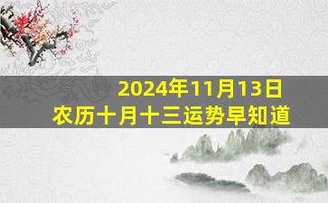 2024年11月13日农历十月十三运势早知道