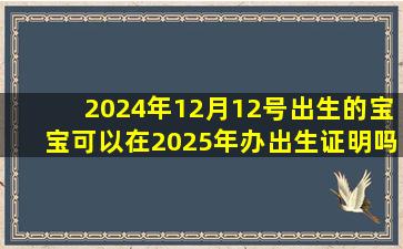 2024年12月12号出生的宝宝可以在2025年办出生证明吗