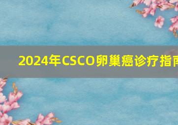 2024年CSCO卵巢癌诊疗指南