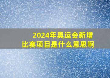 2024年奥运会新增比赛项目是什么意思啊