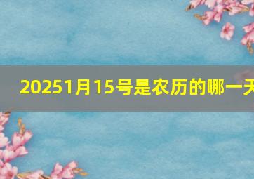 20251月15号是农历的哪一天