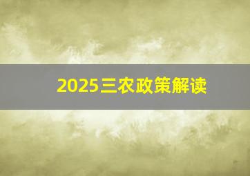 2025三农政策解读