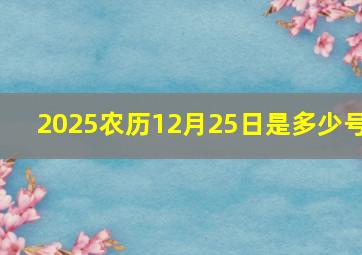 2025农历12月25日是多少号