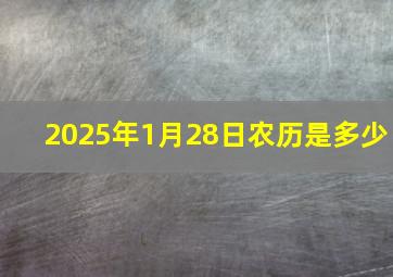 2025年1月28日农历是多少