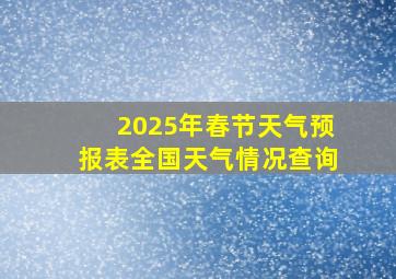 2025年春节天气预报表全国天气情况查询