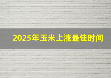 2025年玉米上涨最佳时间