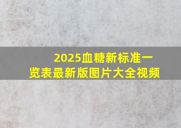 2025血糖新标准一览表最新版图片大全视频