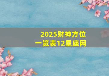 2025财神方位一览表12星座网