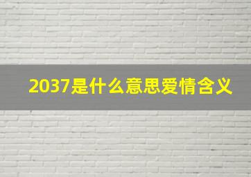 2037是什么意思爱情含义