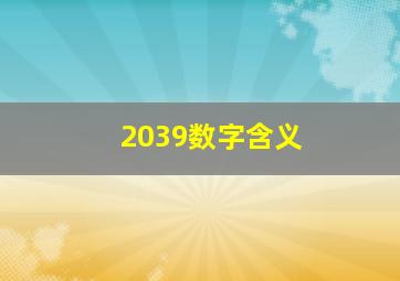 2039数字含义