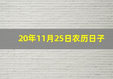 20年11月25日农历日子