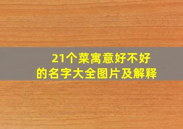 21个菜寓意好不好的名字大全图片及解释