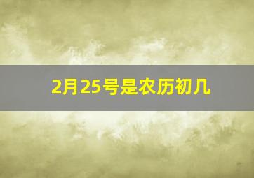 2月25号是农历初几