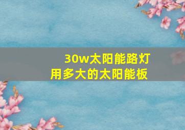 30w太阳能路灯用多大的太阳能板