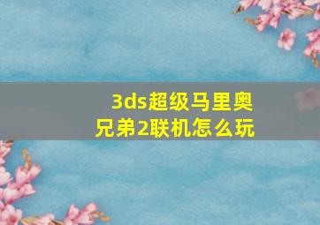 3ds超级马里奥兄弟2联机怎么玩