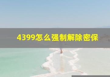 4399怎么强制解除密保