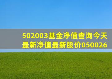 502003基金净值查询今天最新净值最新股价050026