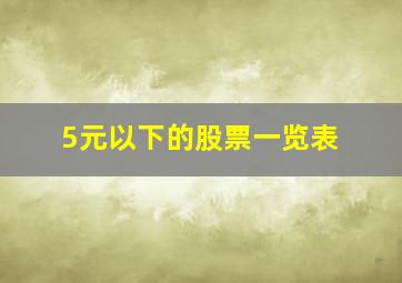 5元以下的股票一览表