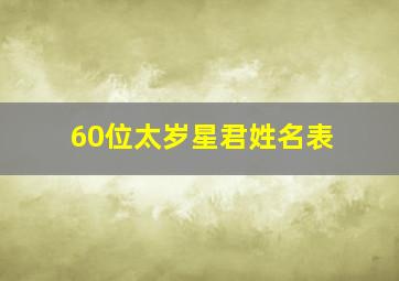 60位太岁星君姓名表