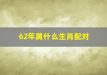 62年属什么生肖配对