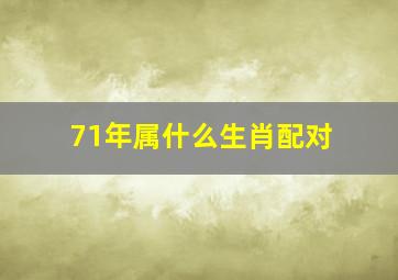 71年属什么生肖配对