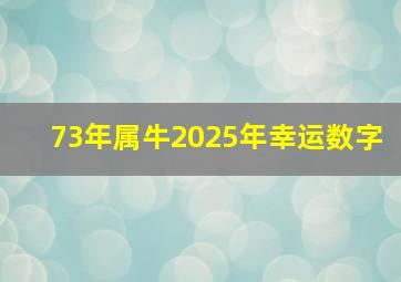 73年属牛2025年幸运数字