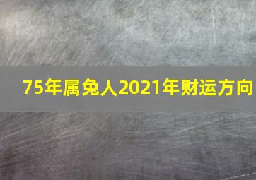 75年属兔人2021年财运方向