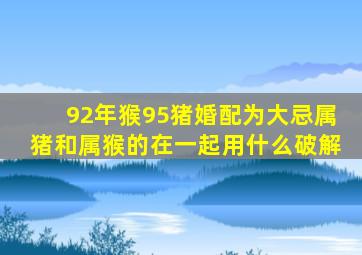 92年猴95猪婚配为大忌属猪和属猴的在一起用什么破解