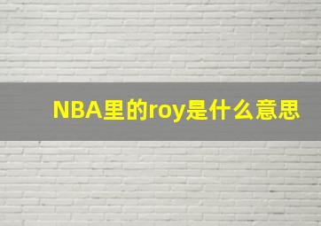 NBA里的roy是什么意思