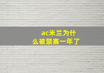 ac米兰为什么被禁赛一年了