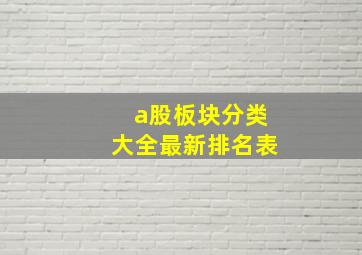 a股板块分类大全最新排名表